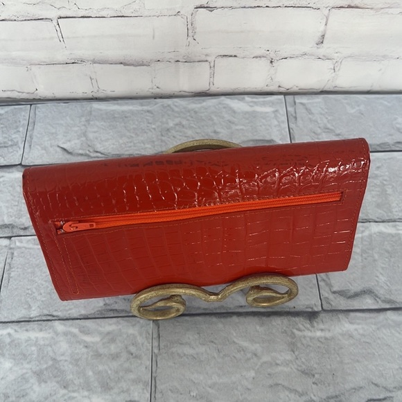 Lamb leather orange trifold wallet - Picture 2 of 10